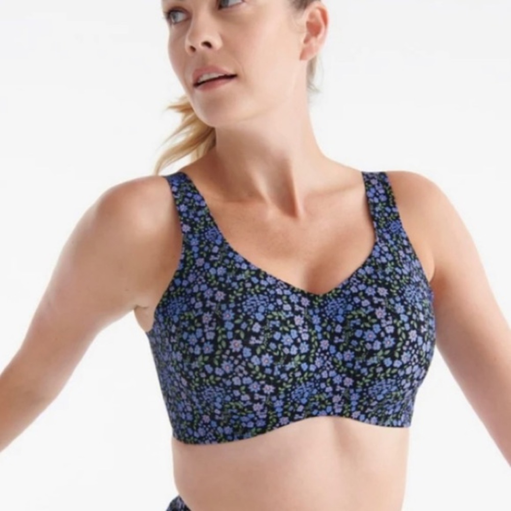 Brand New Knix Catalyst Front Zip Bra Size 1 Black Floral Garden Daze BNWT